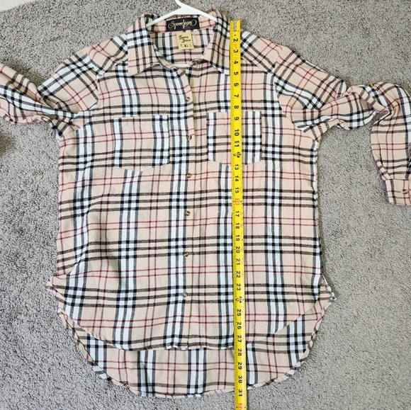 Spoon Jeans Womens Plaid Button Down Shirt Size L - Picture 11 of 11
